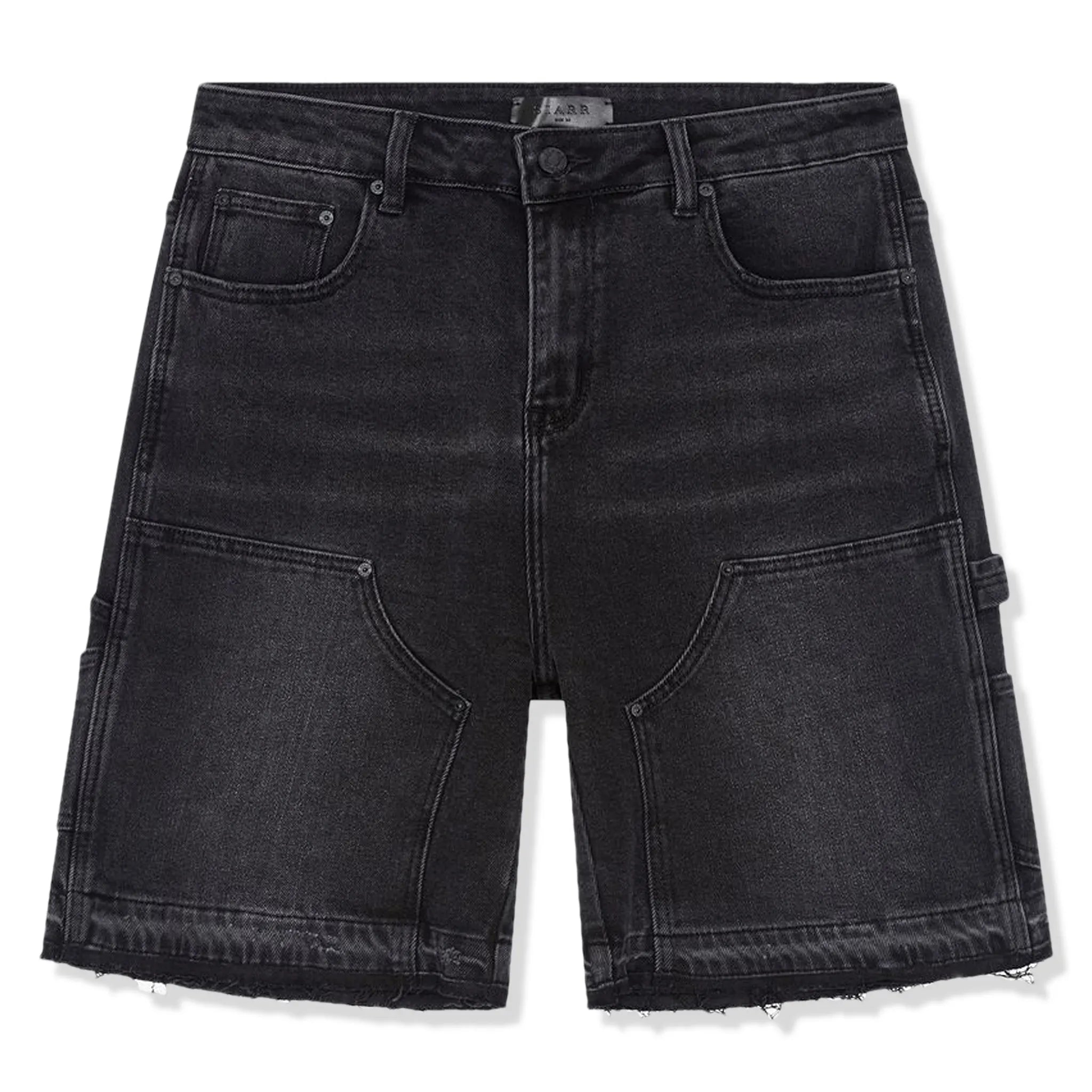 Front view of SIARR Carpenter Denim Shorts Black